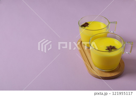 Moon or turmeric milk, concept of tasty drink 121955117