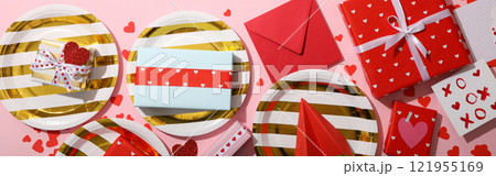 Valentine's Day, concept of preparing for the holiday, photo collage. 121955169