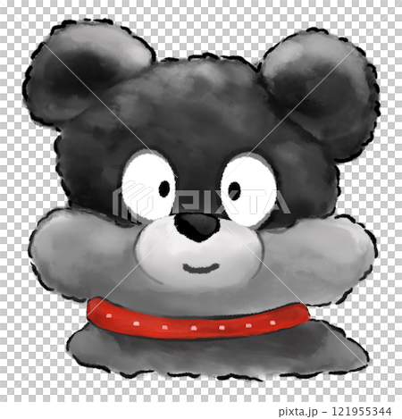 Watercolor black dog with outline illustration, cartoon dog artistic avatar drawing 121955344