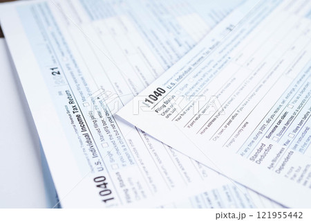 Tax form 1040 U.S. Individual Income Tax Return, business finance. 121955442