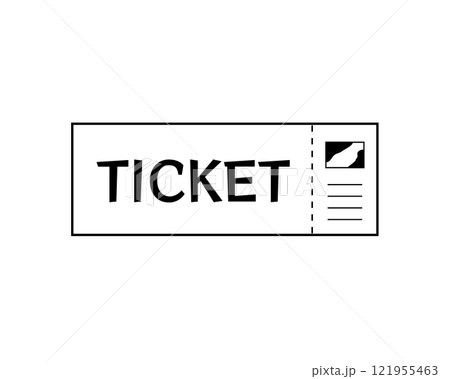 紙チケットのシンプルな白黒イラスト 121955463