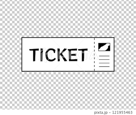 紙チケットのシンプルな白黒イラスト 121955463