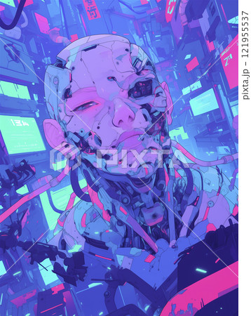 サイバーパンク　イラスト 121955537