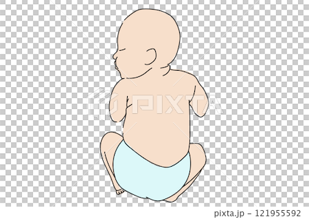 Baby illustration line drawing simple color Korean baby 121955592