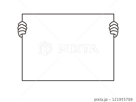 白いパネルを持つ手 C 紙 プラカード 板 白いパネルを持つ手 C 紙 プラカード 板 121955789