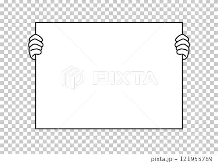 白いパネルを持つ手 C 紙 プラカード 板 白いパネルを持つ手 C 紙 プラカード 板 121955789