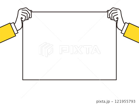 白いパネルを持つビジネスパーソンの手 A 紙 プラカード 板 白いパネルを持つビジネスパーソンの手 A 紙 プラカード 板 121955793