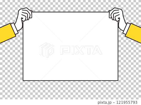 白いパネルを持つビジネスパーソンの手 A 紙 プラカード 板 白いパネルを持つビジネスパーソンの手 A 紙 プラカード 板 121955793