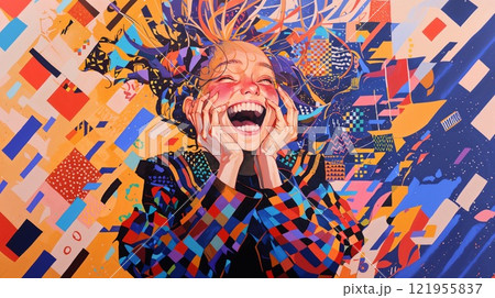 笑顔で喜ぶ女性 121955837