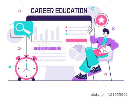 Career Education Vector Illustration Featuring a Growth Oriented Learning Model with Activities Associated with Real Life Experiences in a Background Career Education Vector Illustration Featuring a Growth Oriented Learning Model with Activities Associated with Real Life Experiences in a Background 121955991