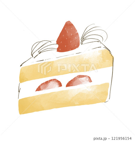 苺のショートケーキ 水彩風 苺のショートケーキ 水彩風 121956154
