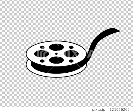 映画フィルムリールのシンプルな白黒イラスト 121956263