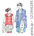 七五三参りの着物姿の子供 121956295