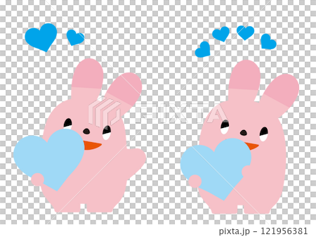 Rabbit with a light blue heart_with expression 01 121956381