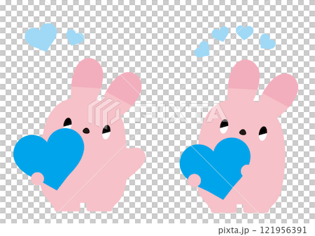 Rabbit with a light blue heart_no expression 01 Rabbit with a light blue heart_no expression 01 121956391