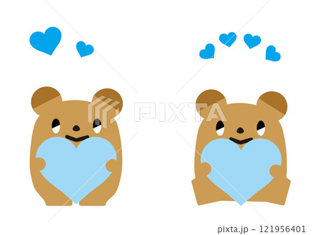 水色のハートを持つクマ_表情あり01 121956401