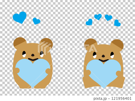 水色のハートを持つクマ_表情あり01 121956401