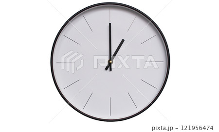 Minimalist Black and White Wall Clock on White background - Perfect for Time Management and Scheduling Concepts - 13.00/01.00 Minimalist Black and White Wall Clock on White background - Perfect for Time Management and Scheduling Concepts - 13.00/01.00 121956474
