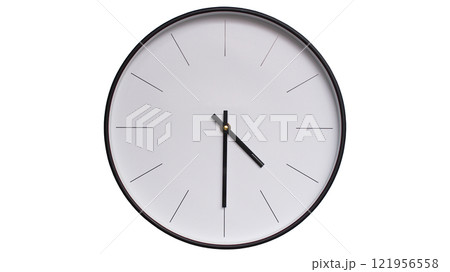 Minimalist Black and White Wall Clock on White background - Perfect for Time Management and Scheduling Concepts - 16.30/04.30 Minimalist Black and White Wall Clock on White background - Perfect for Time Management and Scheduling Concepts - 16.30/04.30 121956558