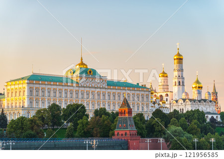 Grand Kremlin Palace. Ivan the Great Bell Tower on a summer day. Attractions of Russia. Panorama of Moscow. The capital of Russia on a summer day. 121956585