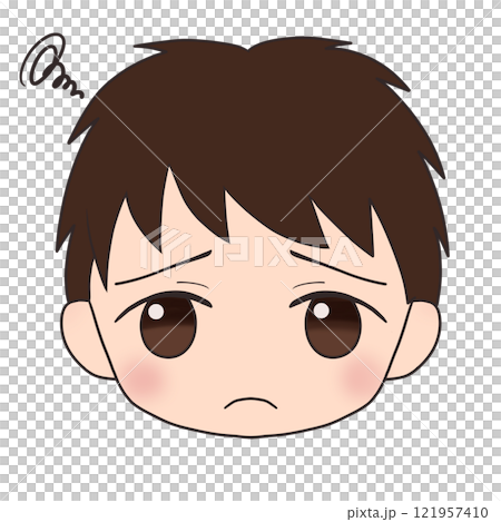 Troubled boy's face 121957410