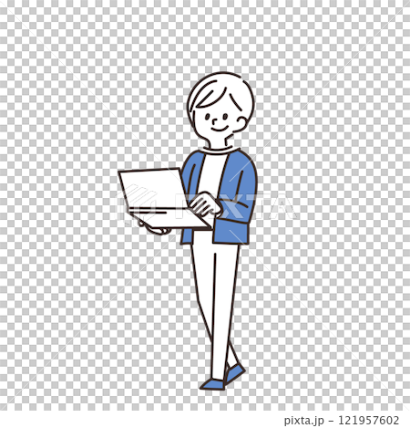 女性　パソコン 121957602