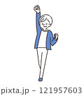 女性　ガッツポーズ 121957603