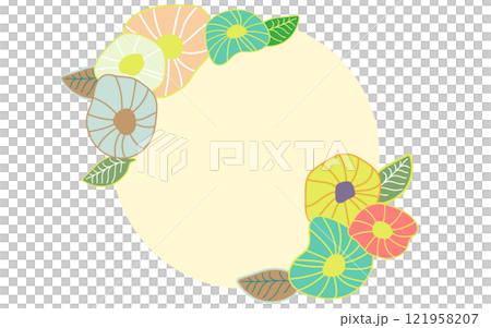 斯堪的納維亞風格花框H03圓形花葉框 121958207