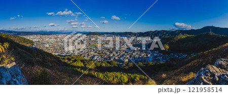 2025年1月初旬、高見山の山頂から、晴天の高知市全景 2025年1月初旬、高見山の山頂から、晴天の高知市全景 121958514