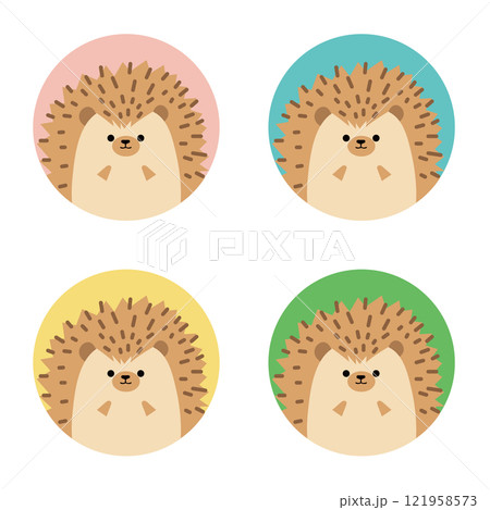 かわいいハリネズミの顔のイラストセット 121958573
