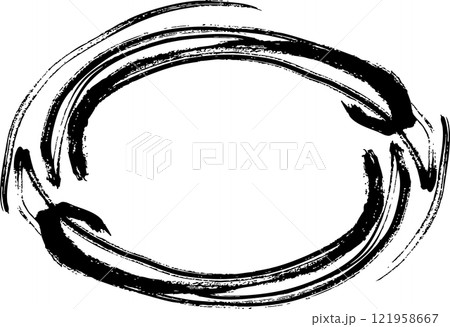 筆で手書きした自由な曲線の楕円フレーム 121958667