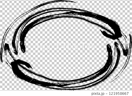筆で手書きした自由な曲線の楕円フレーム 121958667
