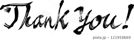 手書きの毛筆で描いたthank youの文字 121958669