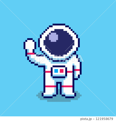 Pixel art Astronaut Character Saying Hello game asset design Pixel art Astronaut Character Saying Hello game asset design 121958679