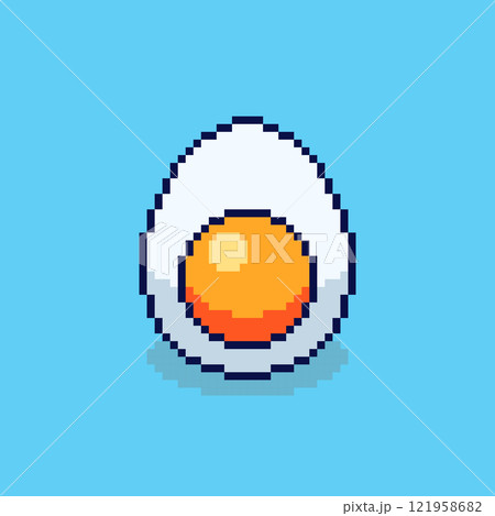Pixel art Boiled Egg game asset design 121958682
