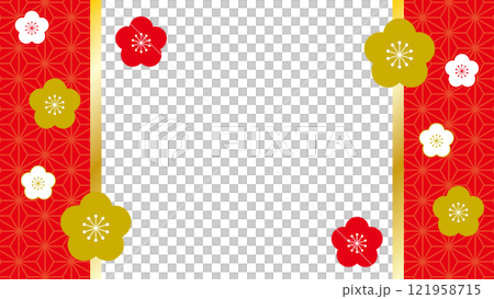 日式框紅金麻葉梅花左右 日式框紅金麻葉梅花左右 121958715