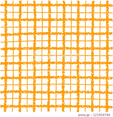 手描きのクレヨン素材　背景　チェック柄 121958780