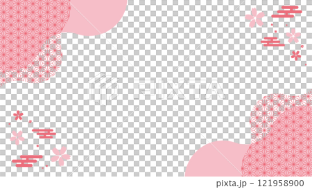 Japanese style frame pink hemp leaf shape cherry blossom e-kasumi Japanese style frame pink hemp leaf shape cherry blossom e-kasumi 121958900