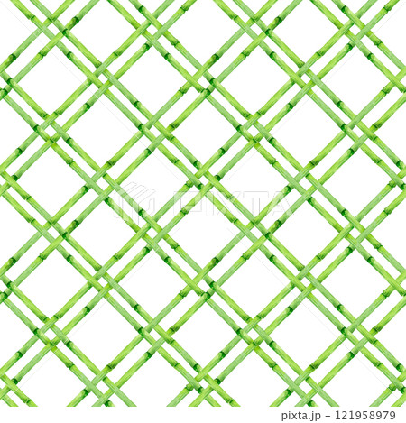 Beautiful seamless pattern with hand drawn bamboo lattice in vacation style. Ready print design. 121958979