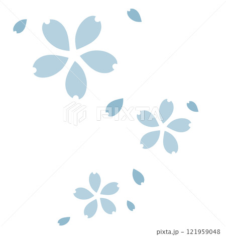 青いシンプルな桜と花びら 121959048