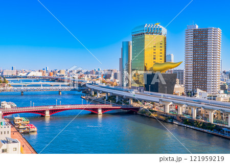 東京の街並み　隅田川付近 121959219