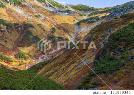 秋の立山黒部アルペンルート　紅葉の室堂平 121959340