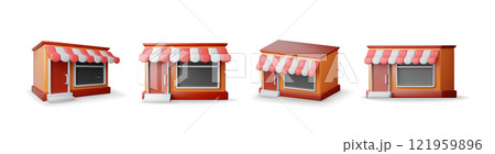 3d set of store front shop with window and door. 3d set of store front shop with window and door. 121959896