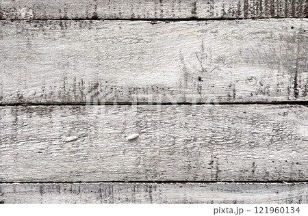 Weathered White Wooden Planks Background.A close-up view of weathered white wooden planks. Weathered White Wooden Planks Background.A close-up view of weathered white wooden planks. 121960134