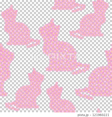 桜の花模様のかわいい仔猫のシームレスパターン 桜の花模様のかわいい仔猫のシームレスパターン 121960221