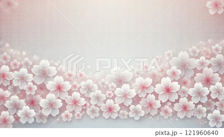 春の桜背景素材：優美な花びら舞うグラデーションデザイン   121960640