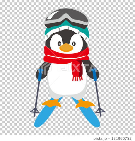 スキーをするペンギンのイラスト 121960752