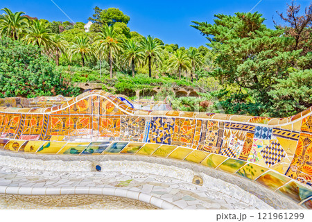 Barcelona. Gorgeous and amazing Park Guel . 121961299