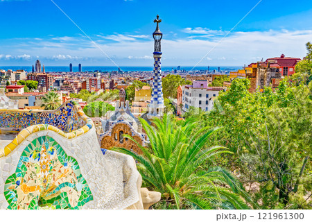 Barcelona. Gorgeous and amazing Park Guel . 121961300