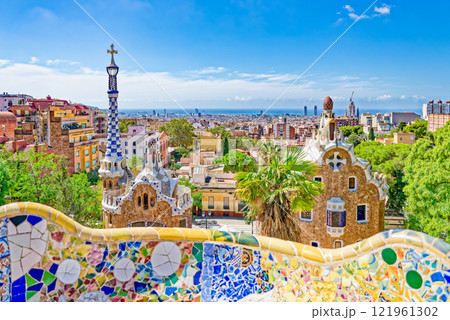Barcelona. Gorgeous and amazing Park Guel . 121961302